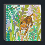 Jungle Roar - Tiger Wooden Box Sign<br><div class="desc">Jungle Roar II by Chariklia Zarris. Features a cute roaring tiger amongst jungle greenery. | 140724GG</div>