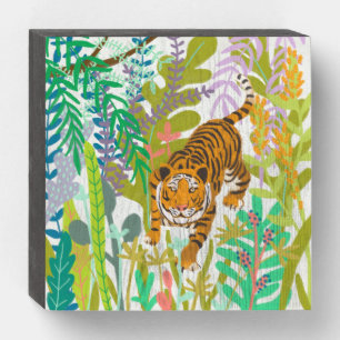 Jungle Roar - Tiger Wooden Box Sign