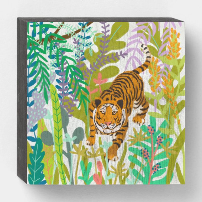 Jungle Roar - Tiger Wooden Box Sign (Front Horizontal)