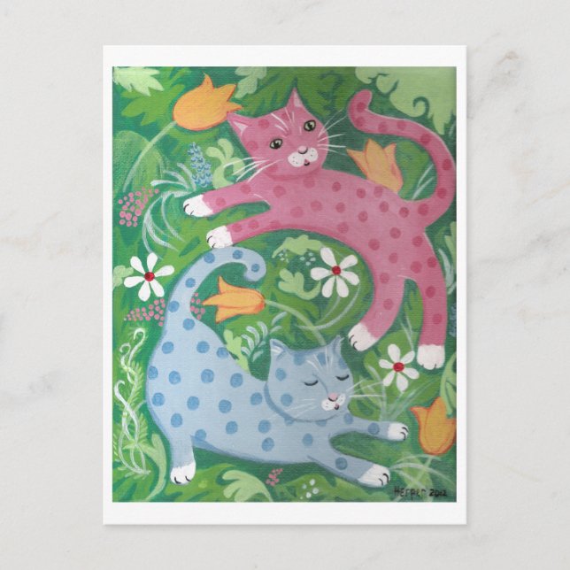 Jungle Romp - Folk Art Painting Postcard (Front)