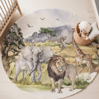 Jungle Room Decor, Safari Animals Rug