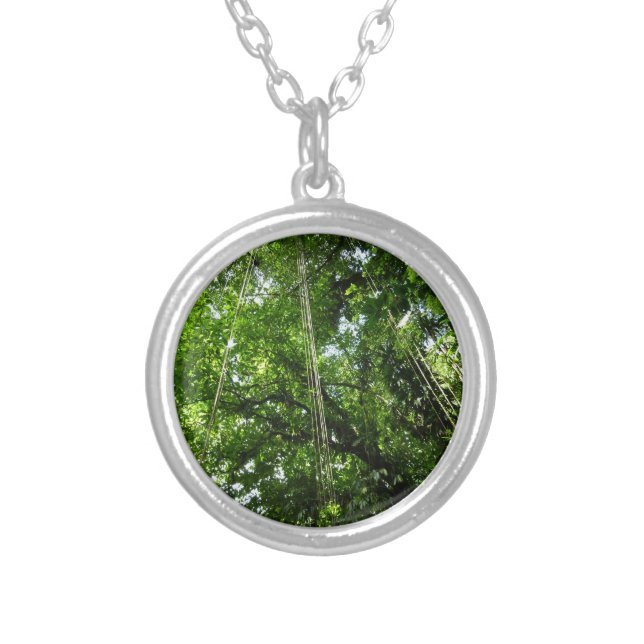 Jungle Ropes Rainforest Photography Silver Plated Necklace (Front)