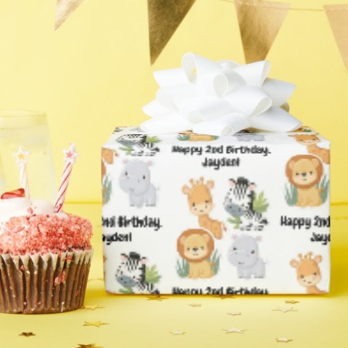 Jungle Safari 1st 2nd 3rd 4th Birthday  Wrapping Paper
