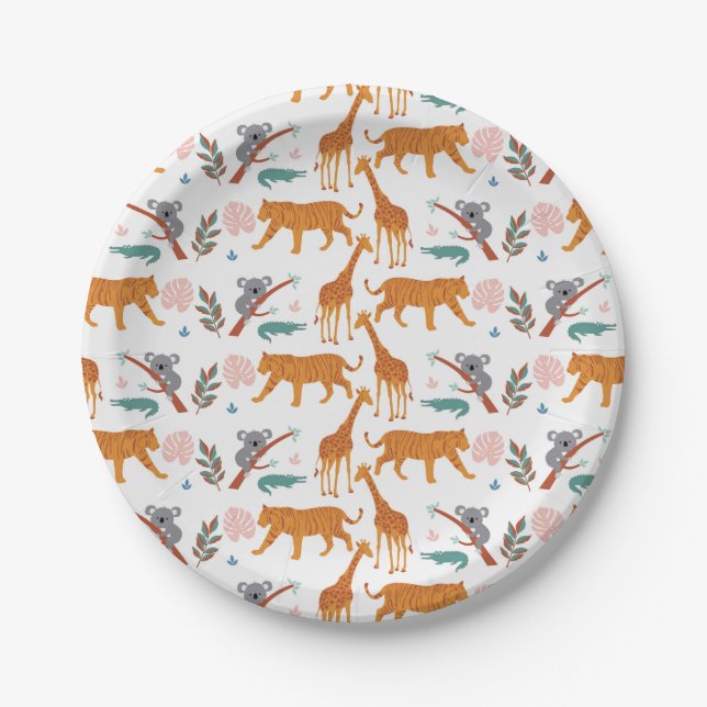 Jungle Safari 1st Birthday  Paper Plates (Front)