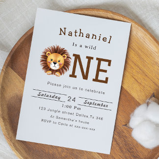 Jungle Safari 1st Birthday Party Invitation