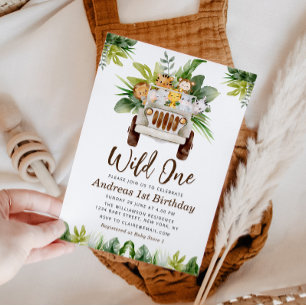 jungle safari 1st birthday party invitation