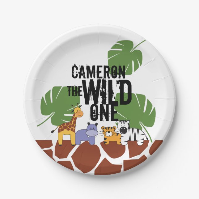 Jungle Safari 1st Birthday Party Paper Plates (Front)
