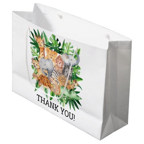 Jungle Safari 1st Birthday Party Thank You Large Gift Bag