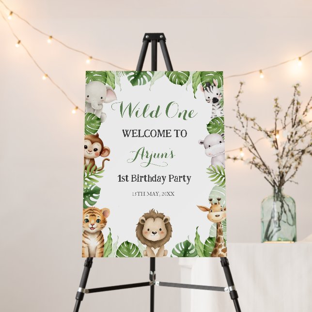 Jungle Safari 1st Birthday Welcome Board (In Situ (Stand))