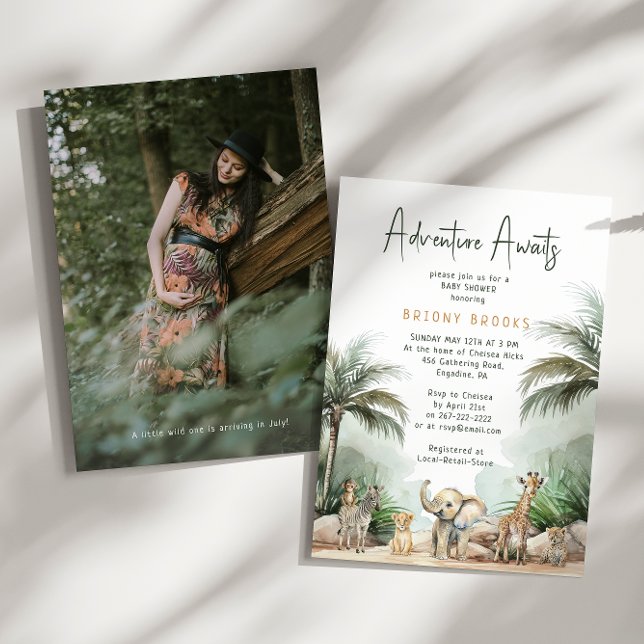 Jungle Safari Adventure Awaits Photo Baby Shower Invitation (Creator Uploaded)