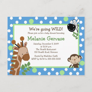 JUNGLE SAFARI ADVENTURE BLUE Baby Shower Invite