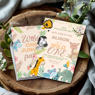 Jungle Safari Adventure Party 1st birthday Invitation