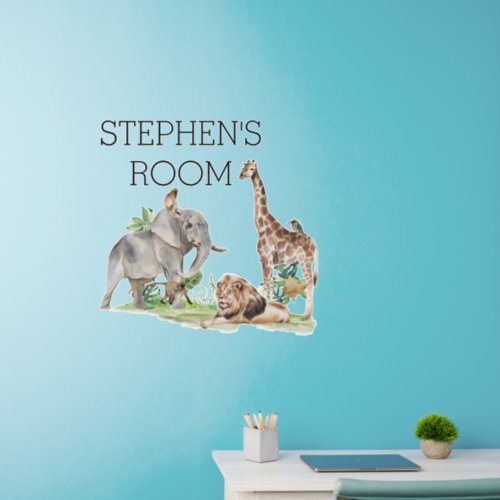 Jungle Safari African Animals Personalized  Wall Decal