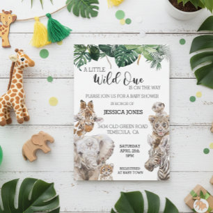 Jungle Safari African baby Animals Wild One Invitation