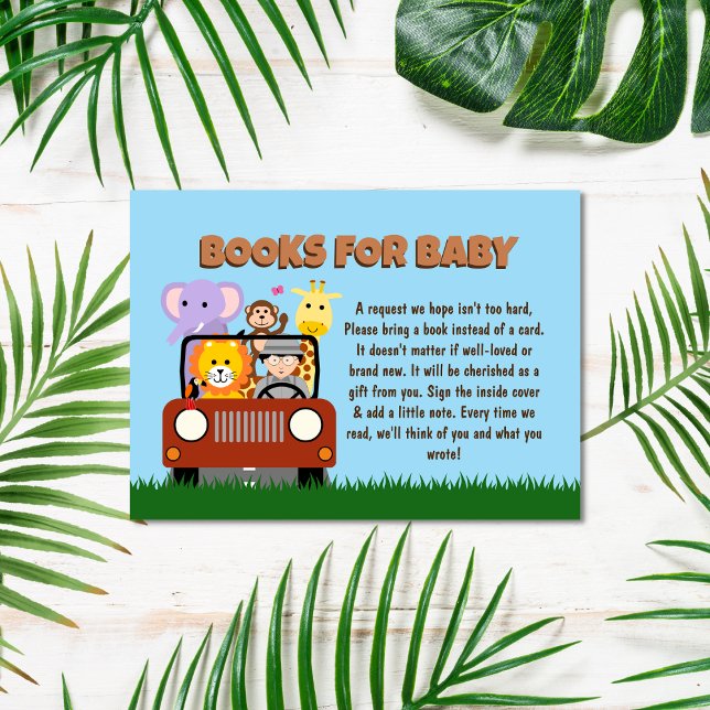 Jungle Safari Animal Baby Shower Books For Baby Enclosure Card (Creator Uploaded)