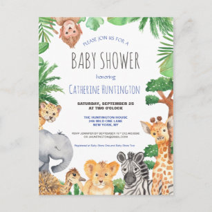 Jungle Safari Animal Baby Shower Books for Baby Postcard