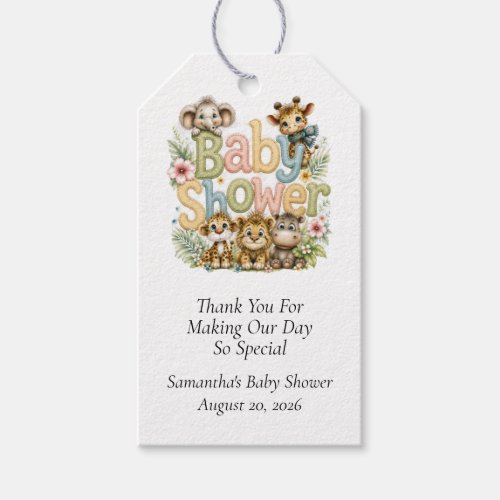Jungle Safari Animal Baby Shower Favor tag