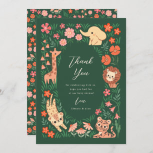 Jungle Safari Animal Baby Shower Thank You Card