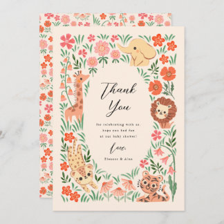 Jungle Safari Animal Baby Shower Thank You Card