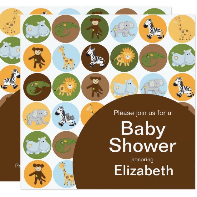 Jungle Safari Animal Neutral Baby Shower Invitation