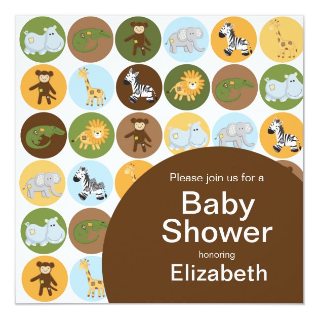 Jungle Safari Animal Neutral Baby Shower Invitation