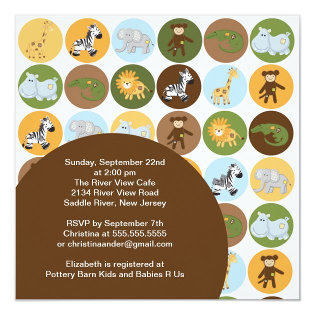 Jungle Safari Animal Neutral Baby Shower Invitation