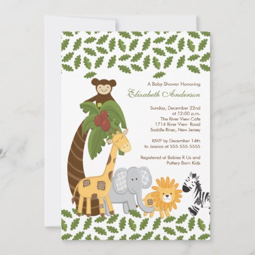 Jungle Safari Animal Neutral Baby Shower Custom Invites