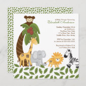 Jungle Safari Animal Neutral Baby Shower Invitation (Front/Back)