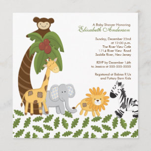 Jungle Safari Animal Neutral Baby Shower Invitation
