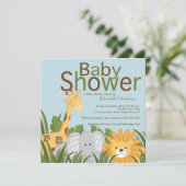 Jungle Safari Animal Neutral Baby Shower Invitation (Standing Front)