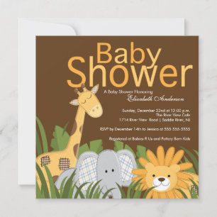 Jungle Safari Animal Neutral Baby Shower Invitation