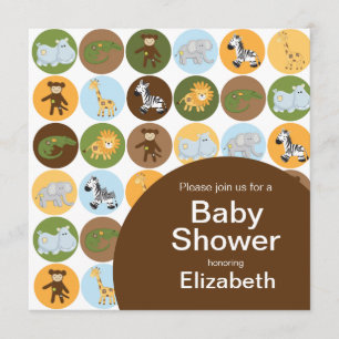 Jungle Safari Animal Neutral Baby Shower Invitation
