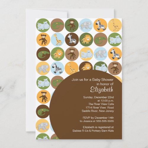 Jungle Safari Animal Neutral Baby Shower Custom Announcements
