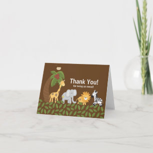 Jungle Safari Animal Neutral Baby Shower Letterpress Thank You Card