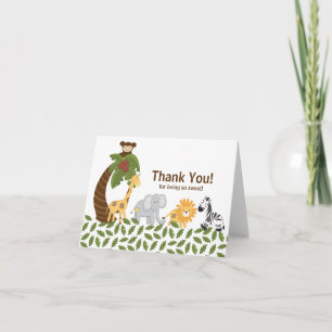 Jungle Safari Animal Neutral Baby Shower Letterpress Thank You Card