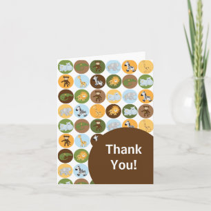 Jungle Safari Animal Neutral Baby Shower Letterpress Thank You Card