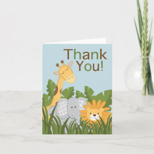 Jungle Safari Animal Neutral Baby Shower Letterpress Thank You Card