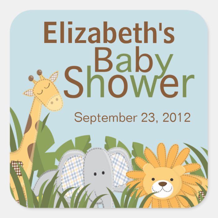 Jungle Safari Animal Neutral Baby Shower Stickers