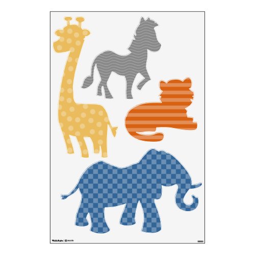 Jungle Safari Animal Shapes Wall Decal Set