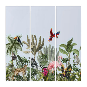 Jungle Safari Animals 3-Panel Wall Art