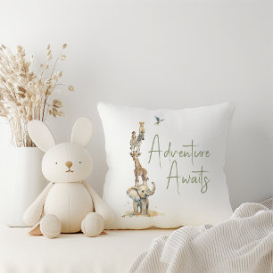 Jungle Safari Animals Adventure Awaits Throw Pillow
