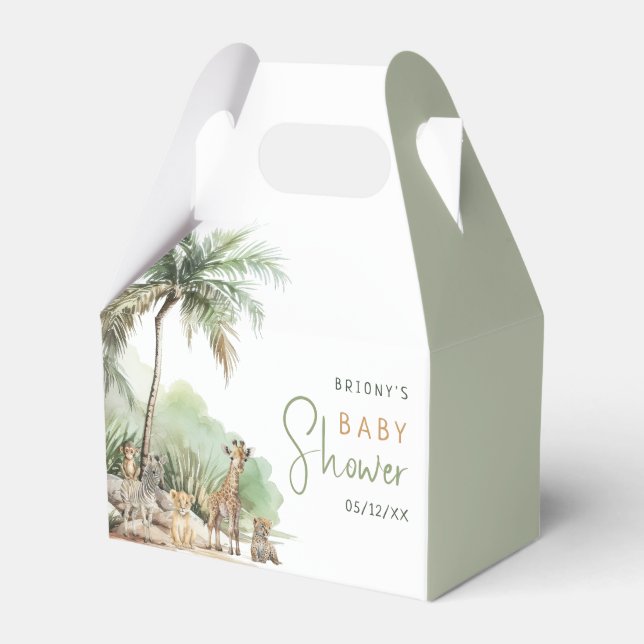Jungle Safari Animals Adventure Baby Shower Favor Boxes (Front Side)