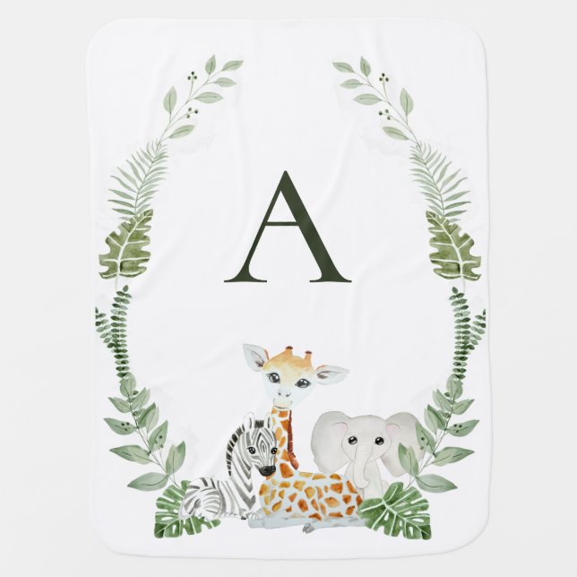 Jungle Safari Animals Baby Blanket (Front)