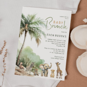 Jungle Safari Animals Baby Brunch Invitation
