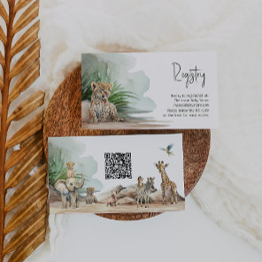 Jungle Safari Animals Baby Registry QR Code Enclosure Card