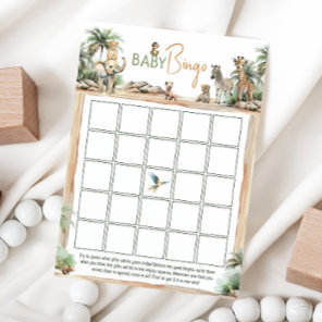 Jungle Safari Animals Baby Shower Baby Bingo Card