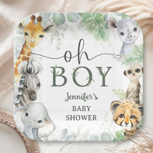 Jungle Safari Animals Baby Shower Boy Baby Shower Paper Plates
