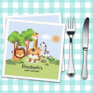 Jungle Safari Animals Baby Shower Boy Napkins