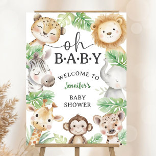 Jungle Safari Animals Baby Shower Cute Welcome Foam Board