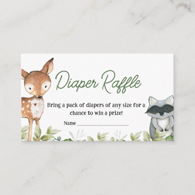 Jungle Safari Animals Baby Shower Diaper Raffle Enclosure Card (Front)